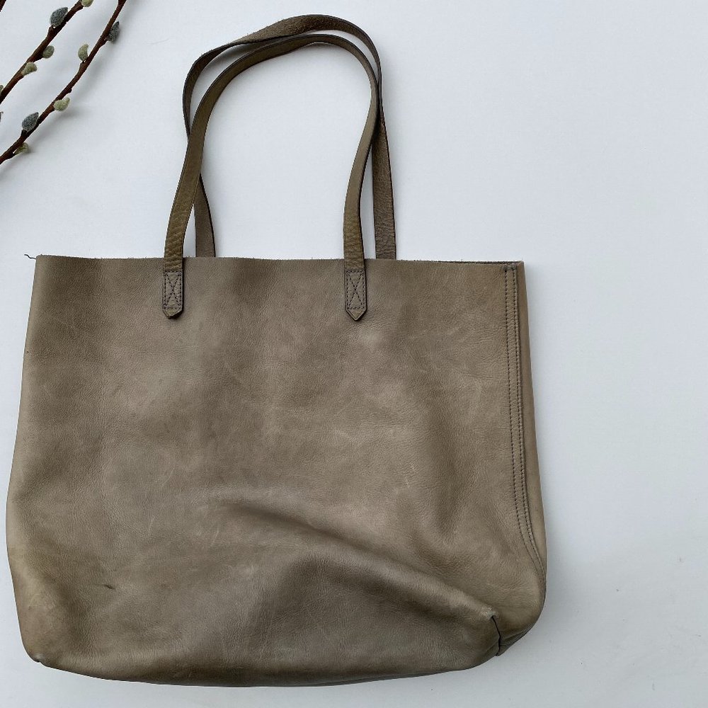 Madewell Gray Leather Transport Tote Shoulder